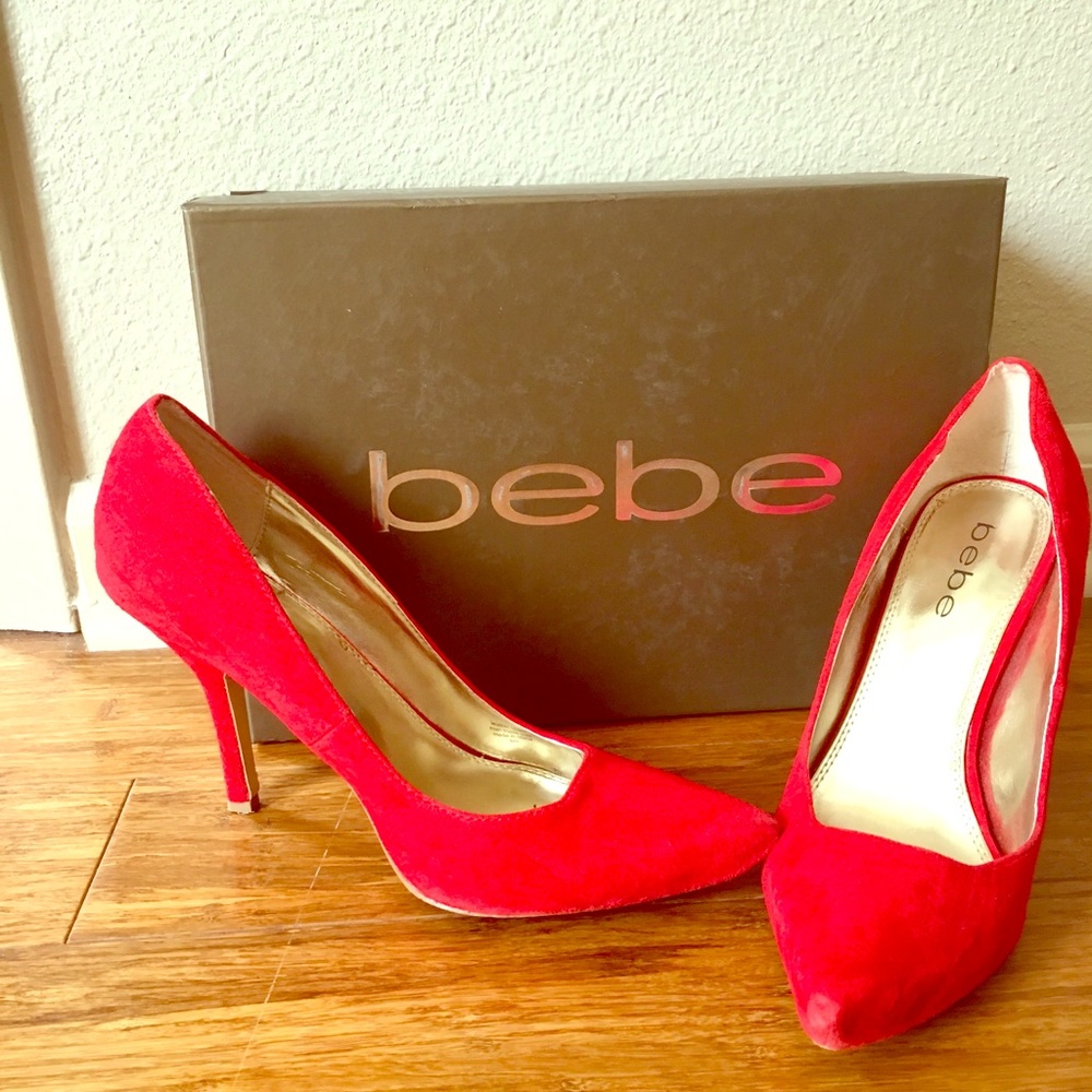 Bebe Red Suede Pumps. Size 8
